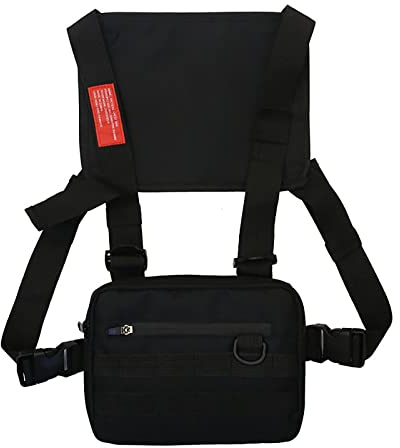 SANON Brusttasche Herren, Multifunktionale Brust-Rig-Tasche Verstellbare Brust-Fronttasche Schultertasche Gurt Weste Herren Brusttasche Outdoor Wasserdicht für Männer