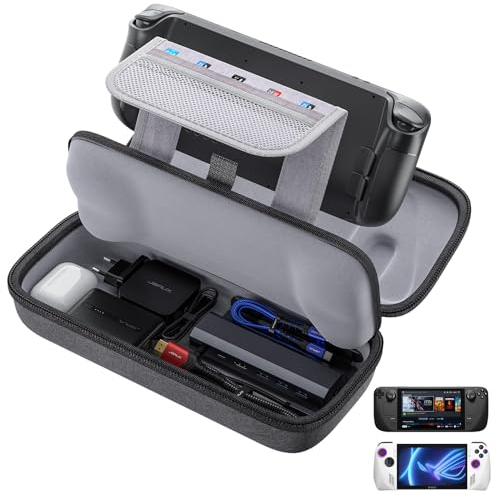 JSAUX Étui Compatible avec Steam Deck & ROG Ally, Étui de Transport Protectrice à Coque Dure avec Chargeur Intégré et Rangement Station d'accueil, Étui Transport Portable pour Steam Deck - BG0106A