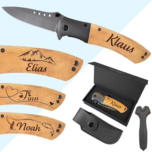 KDO MAGIC Couteau de survie Personnalisé manche en bois Coffret inclus