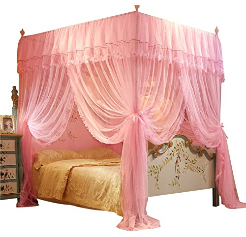 Facynde Rideaux de lit à Quatre,Rideaux de lit à baldaquin pour Adultes - Filet drapé, Rideau à baldaquin, Filet de lit pour Filles et Adultes, décoration de Chambre