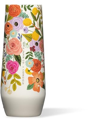 Corkcicle Stemless Flute - Chill Drinks for 9 Hours - Summer Gift - 7 oz - Garden Party Cream