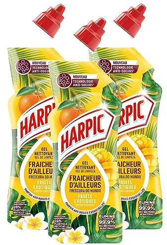 Harpic Gel WC - Nettoyant Fraicheur d'Ailleurs Parfum Fruits Exotiques - Lot de 3 x 750 ml
