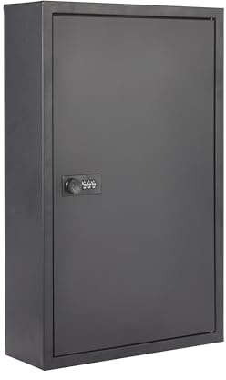 safes uk Armario para llaves montado en la pared | Caja de almacenamiento de seguridad con cerradura de combinación con 50 ganchos | Caja fuerte de metal segura con cerradura | La caja fuerte para