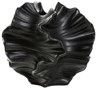 Zhemessy JarróN de CeráMica de Coral, Recipiente de Arte NóRdico para Flores, Florero de Hierba de Pampa, Centros de Mesa para Sala de Estar, DecoracióN, Negro A