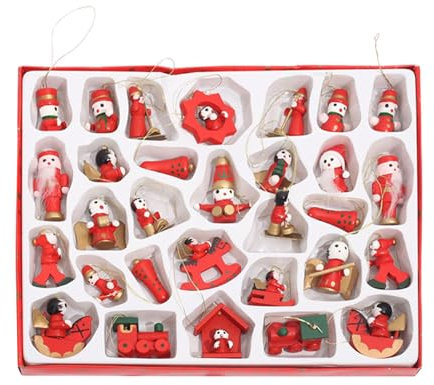 Julgransprydnad, trähänge, träfigurer, ornament, julgransprydnad, 30 stycken trähängen jul, söt juldekoration