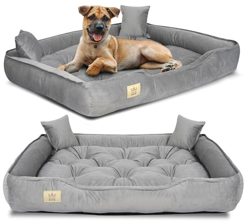 KING DOG Letto XL 115x95 cm per Cani Grande Taglia | Morbido e Accogliente Divano per Animali Domestici | Lavabile | Cuccia Interno | Brandina Grigio