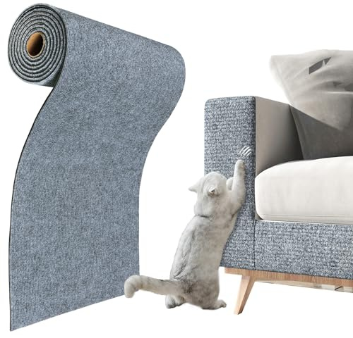 ReWallpaper Protezione Divano Graffi Gatto Grigio Tappetino Antigraffio Autoadesivo 40CMx2M Tessuto Tiragraffi per Gatti Adesivo Rotolo Tappeto Graffi Grigio Chiaro Spessa Antigraffio Porte