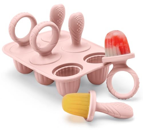 CLDY Mini BPA-Free Silicone Ice Lolly Moulds Kit for Toddlers - 6 Pcs 17ml Moulds with Reusable Sticks, Freezer & Dishwasher Safe (-40°C to 230°C), Baby Food Safe (Pink)