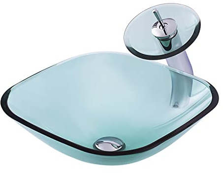 XSMYdpuk Countertop Basin Sink Basin Bathroom With Drainer Washbasin Glass Bowl Cloakroom Basin B Square B Square