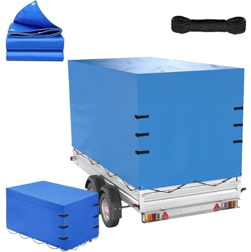 Telone di copertura per rimorchio, resistente per tutte le stagioni, con corda, in tessuto Oxford 600d, per rimorchio da 750 kg (210 x 114 x 90 cm)