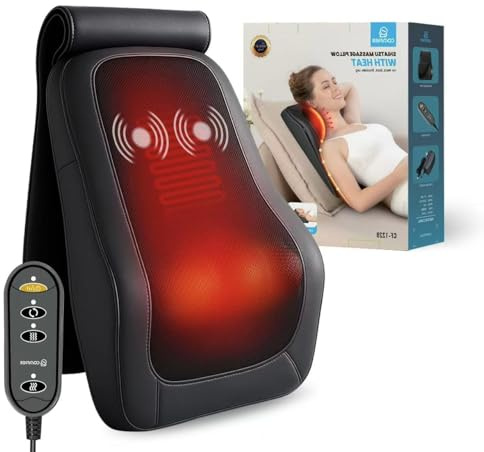 COMFIER Shiatsu Back Neck Massage Pillow Dual Heat Zones Multi Body Use