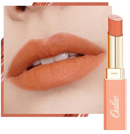 Oulac Satin Matte Orange Lipstick, Coral Long Lasting Lipsticks for Women, High Coverage Creamy Lip Colour, Smooth Application, Hydrating & Vegan Formula Lip Makeup, 4.3g, SG18 Beach Style