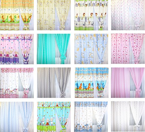 Baby Kinderzimmer Vorhänge Gardine Babygardinen Kindergardinen Safari Eule Bärchen Sterne D19