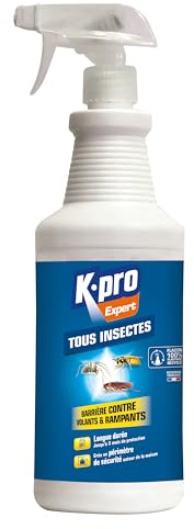 K.PRO EXPERT - Barrière Tous Insectes - Volants et Rampants - Effet Préventif et Curatif - Jusqu'à 3 Mois de Protection - Action Immédiate - Technique Professionnelle - 1l