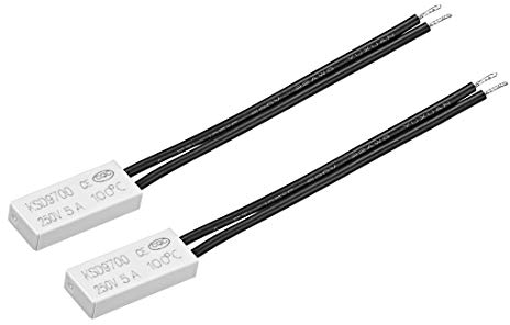 sourcing map Interruptor de temperatura normalmente cerrado, 100 ℃ N.C 5A Interruptor térmico Termostato Controlador de interruptor de control de temperatura bimetálico 2 uds