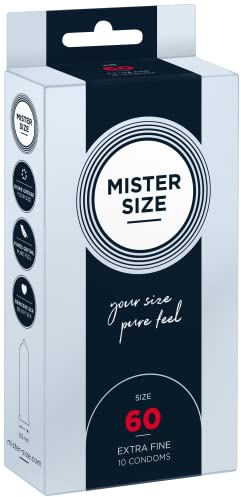 MISTER SIZE Kondome gefühlsecht hauchzart 60mm im 10er Pack/extra dünn, extra fein, extra feucht/aus 100% Naturkautschuk-Latex in deiner Größe L - XL/natural feeling 10er Packung