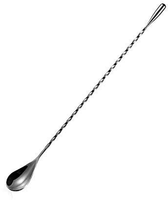Cucchiaio da cocktail in acciaio inox lungo cocktail shaker cucchiaio barware mescolando cucchiaio torto-30 cm nero