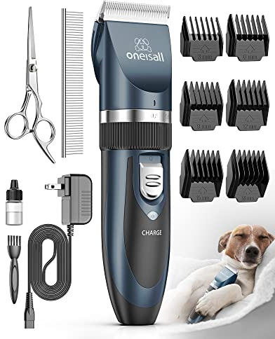 oneisall Tosatrice per cani professionale pelo lungo spesso tosatrice per gatti e animali silenziosi per cani di piccola taglia taglia e gatti animali domestici(blu navy)