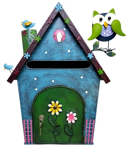 TIN DREAMS FACTORY Buzon Exterior Original Pintado a Mano en Acero, Buzon Exterior Vintage Grande y Rustico para Correos con Cerradura, Decoracion Hogar y Pared en Metal Rustica Exterior e Interior