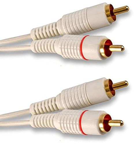Cable Stop Câble audio double RCA pour caisson de basses Blanc 5 m