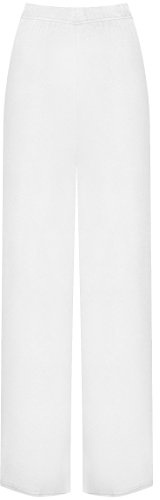 SXME MIGHT SAY Ladies Palazzo Wide Leg Flared Elasticated Stretch Plus Size Plain Trousers White