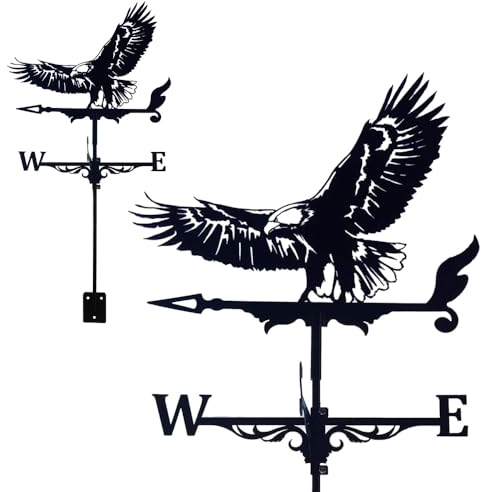 Edelstahl-Wetterfahne, Wetterfahne aus Metall, Witch Wetterfahne aus Edelstahl, mit Dachhalterung, Gartendekoration für den Außenbereich, Bauernhof, Pavillon, Garten (Adler)