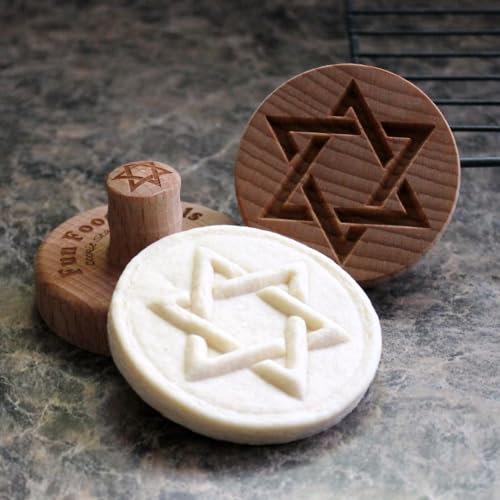 Roliga matverktyg, trä kakstämpel, 6,5 cm (Star of David CS-089)