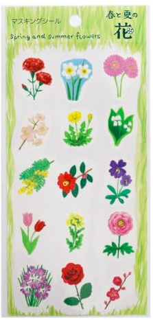 SAIEN J-0282 Kimiko Iguchi Washi Masking Sticker, Spring and Summer Flowers