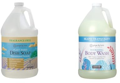Ginger Lily Farms Botanicals Plant-Based Liquid Dish Soap, Concentrated Formula & Botanicals Nourishing Body Wash, Island Tranquility, 100% Vegan & Cruelty-Free, Green Tea & Lemongrass Scent