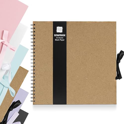 evelay Album fotografico per scrapbooking, rilegatura a spirale, per coppie, libro dei ricordi da viaggio, con 40 pagine, 30,5 x 30,5 cm, (Kraft)