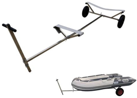 Boat Trailer Dolly, Stainless Steel Boat Launching Dolly For Inflatable, 600lbs Load Capacity, 15'' Pneumatic Tires & Nonslip Support Bracket, For Moving Kayak Motorboat Fishing Boat