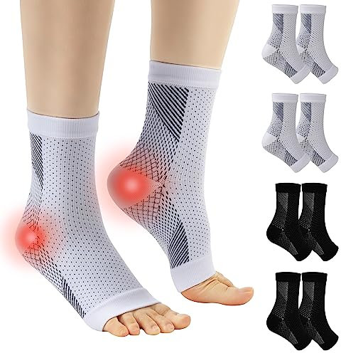Home Holic 4 Paar Kompressionssocken Sprunggelenkbandage Professionelle Knöchelbandage für Damen Männer Bandage Fußgelenk für Plantarfasziitis Achillessehne Neuropathie