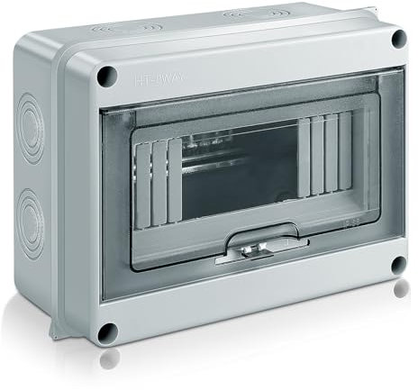 Zeawavsl Coffret Electrique Etanche Exterieur, IP65 Boîtier de Distribution en Saillie 8 Modules avec Terminaux, ABS de Surface en Plastique pour une Utilisation à l'extérieur (8 MODULE)