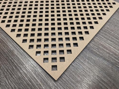 Wooden mesh decorative panel, wall partition, radiator cover grille, cut-outs, Kitchen furniture, laser cut in 6mm thick MDF (size 1200mm x 500mm) Diamond D5. Made in the UK. (unprimed)