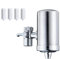 TINMAGI Filtro de Agua Para Grifo de Acero Inoxidable, Filtración con 4 Filtros Incluidos con Dos Modos, Purificador de Agua Reduce el Cloro