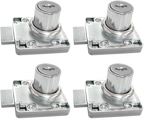 Highdecora Cabinet Locks, 19mm Cylinder Cam Drawer Lock, 22mm Length, Chrome Finish, 4-Pack with 8 Keys