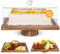 Présentoir à gâteau rectangulaire 2 en 1 en bois d'acacia avec couvercle – Plateau de service et présentoir à dessert en acrylique incassable (13 cm de haut), plateau de charcuterie pour fromage