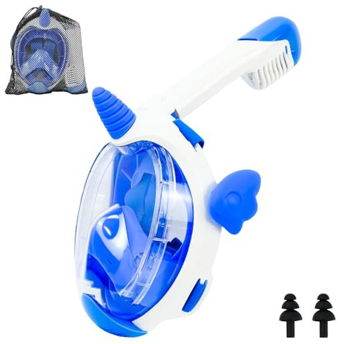 Joellfuner Schnorchelmaske für Kinder, CO2-Sichere Tauchmaske für Schwimmanfänger im Alter von 4-10 Jahren, 180-Grad-Sicht Tauchmasken mit Verstellbaren Kopfbändern, Geschenk für Kinder (Blau)