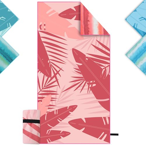 Serviette de Plage Microfibre XXL 90×180 cm avec sac, Serviette Microfibre pour la plage, les voyages, les piscines intérieures et les saunas, Drap de Plage, Serviette de Sauna pour Hommes et Femmes