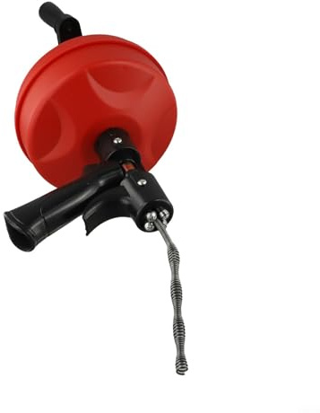 UrbanHui Outil professionnel de débouchage 5 m, tarière de vidange 5 m avec manivelle manuelle et ressort d'embrayage automatique électrique, fil de débouchage d'évier de toilette