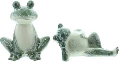 FRANK FLECHTWAREN Froschfreunde Fred & Frieda, 2er Set, Porzellan Maße: 16 x 9 x 8 cm, 12 x 8 x 14 cm