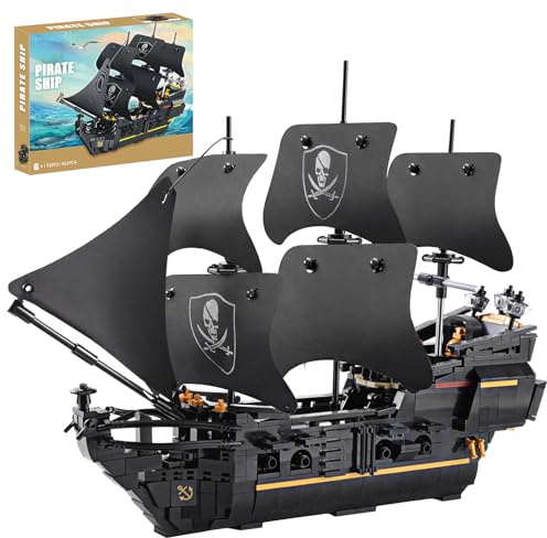 Pirate Ship Building Block Sets, Black Pearl Ship Toy Set,Black Ship Block Home Office Decor,Creative Gift for Kids 8-16+ & Adults (921 PCS)