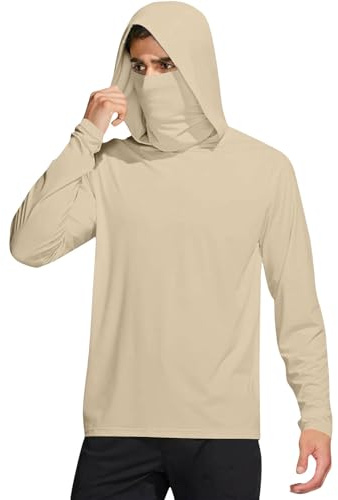 Men's Hoodies UPF 50+ Sun Protection Performance Long Sleeve T-Shirt Quick Dry Outdoor Rash Guards Cooling Lightweight Hoodies Summer Lightweight Sport Tops Outdoor Fishing Shirt with Mask