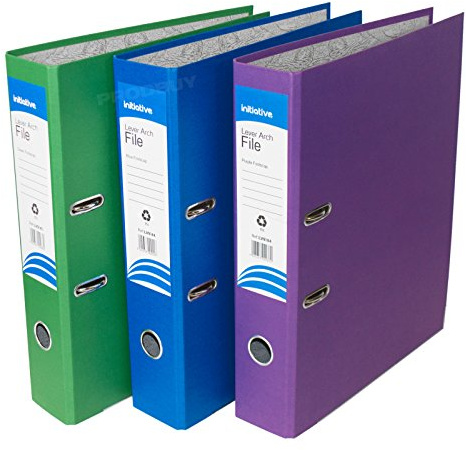 [Pack of 3] Foolscap Lever Arch Files 75mm Paper Storage Archive Legal Document Folders (Purple/Blue/Green)