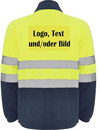 LOCO Personalisierte Hi-Viz Arbeits Fleecejacke – winddichte Warnschutzjacke reflektierend, Gelb fluoreszierend