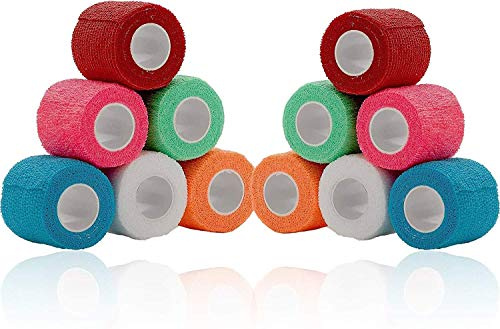 Vet Wrap - (Paquet de rouleaux de 12-2 pouces x 5 yards) Bandage de compression cohésif auto-adhésif et rouleau de gaze médicale