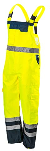 NEO TOOLS Salopette haute visibilité pour homme, imperméable, 100% polyester Oxford avec revêtement PU, bretelles réglables, taille S, jaune
