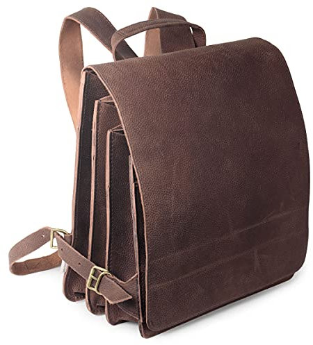 Jahn-Tasche â€“ Sehr GroÃŸer Lederrucksack/Lehrer-Rucksack GröÃŸe XL aus Büffel-Leder, Braun, Modell 670-n