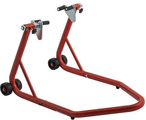 Cavalletto Alza Moto Anteriore a Forca Regolabile Solleva 4 Ruote Rosso