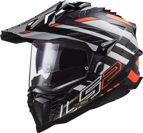 LS2, Motocross Helm EXPLORER CARBON EDGE Black Orange White, M